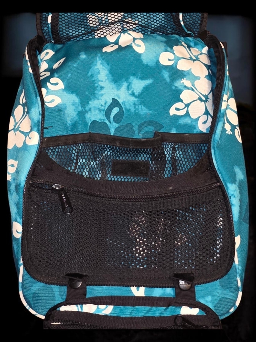 L.L. Bean Teal Floral Travel Backpack with White Accents - Picture 4 of 6